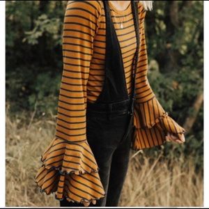 Free People striped bell sleeve